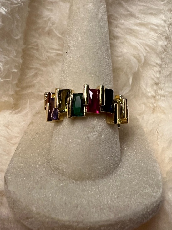 Jewelry - Gold Multi-Stone Statement Ring - Multi Colored & Adjustable
